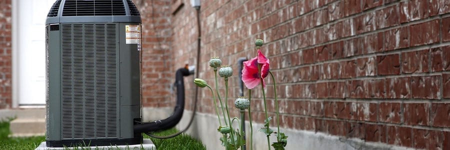 Air conditioner on backyard