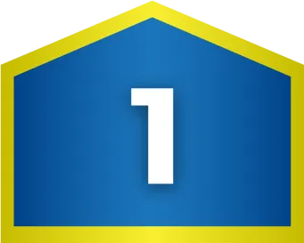 A bold white number 1 is centered on a blue shield-shaped background with a yellow border, symbolizing top choice in HVAC financing.