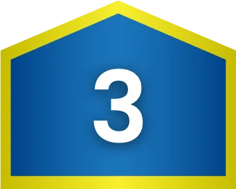 A blue pentagon with a yellow border contains a large white number 3 in the center, symbolizing top HVAC financing options.